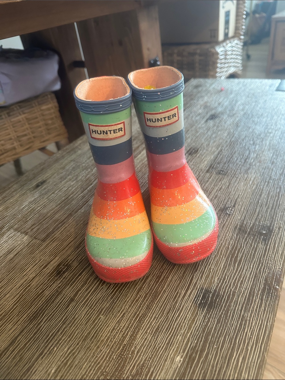 Hunter Kids Rainbow Stripe Waterproof Rain Boots - Multi Colors